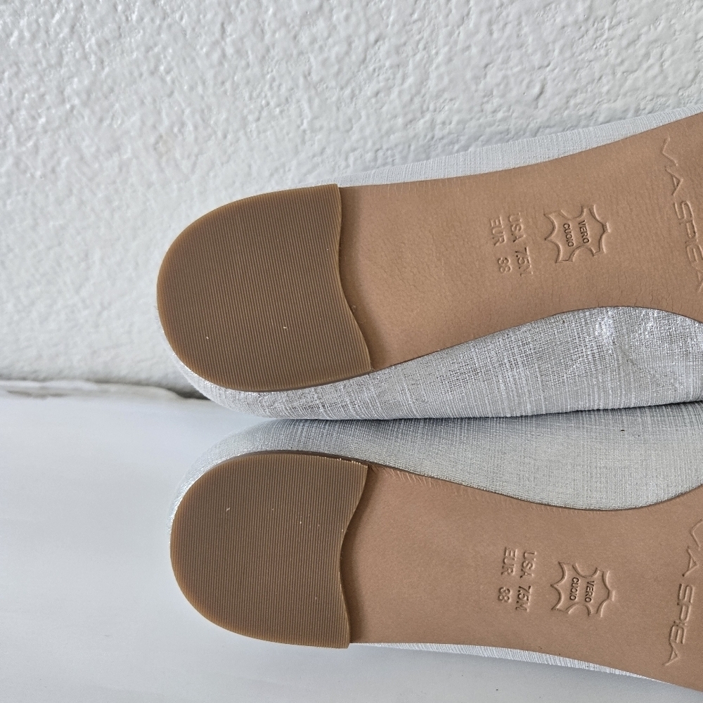 Via Spiga Lilac Sulver Ballet Flats Linen Leather Round Toe Classic size 7.5 - Picture 13 of 13